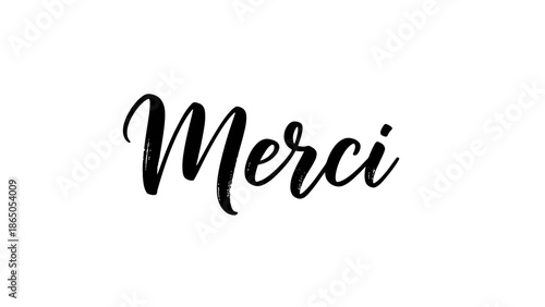 Elegant Merci Calligraphy Design with Brush Stroke Texture on White Background