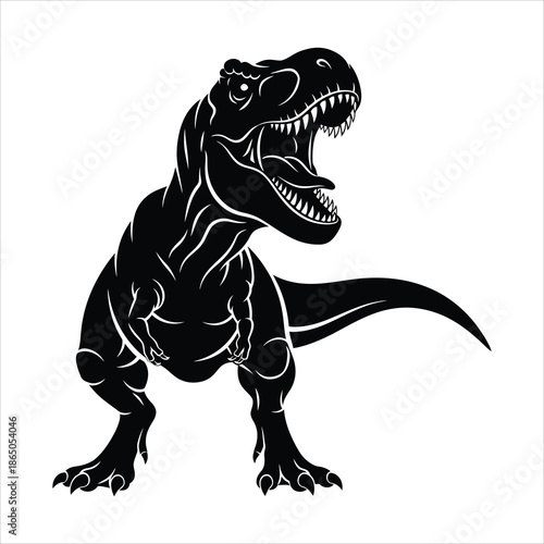 Tyrannosaurus rex silhouette isolated on a white background illustration