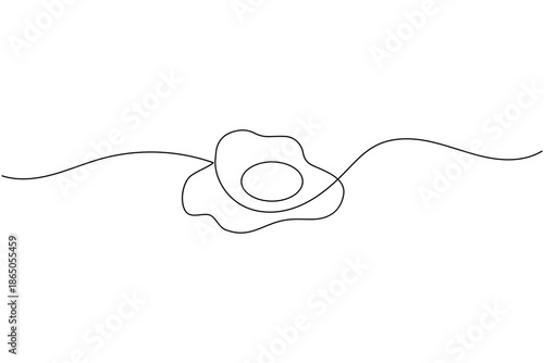 Minimalist fried egg single continuous line art illustration