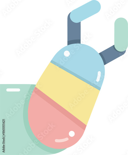 Cute pill capsule with pastel colors demonstrating medication or health supplement concepts in a