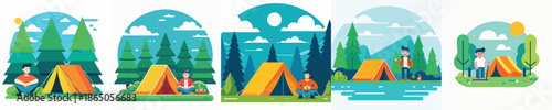 Vector Illustration of a Man Camping Outdoor Vibes