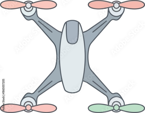 illustration of a drone with four propellers in a minimalistic style suitable for technology and