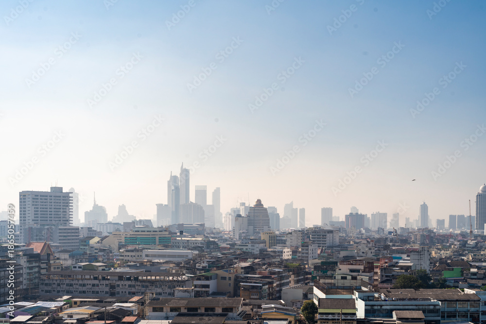 Naklejka premium Blue sky color with clouds background photo