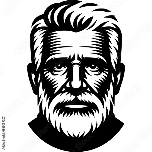 Cartoon style portrait of a man with a spooky skull inspired face design