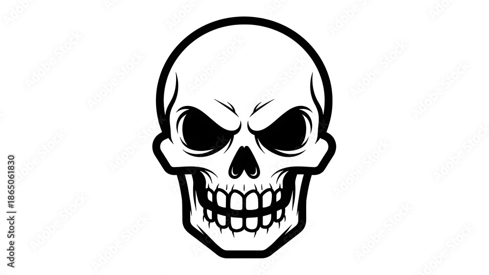 Obraz premium Black and White Skull Illustration Design.