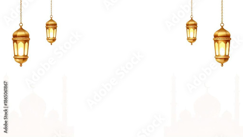 Luxury vintage hanging light bulbs decorate a blank golden frame border with jewelry design ornaments and a metal key for a celebratory New Year card vector illustration