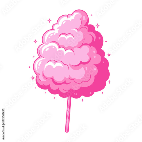 Whimsical Pink Cotton Candy Delight on a Stick.