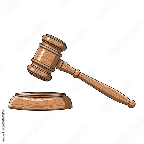 Wooden Gavel and Sound Block - Symbol of Justice and Legal Authority.