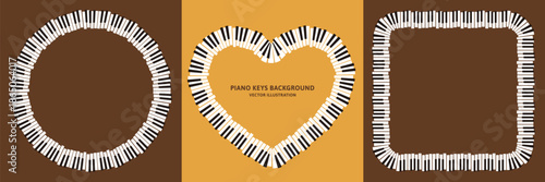 Vector illustration data of retro piano keyboard design: Frame material set