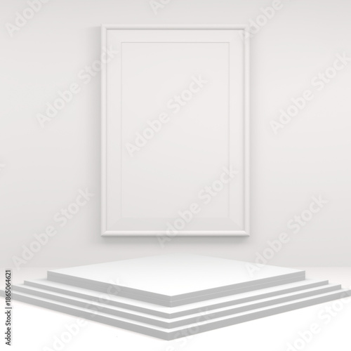 Clean white textured pedestal for cosmetic product mockup.