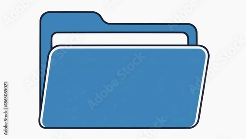 Open blue folder icon illustration, digital graphic file organizer concept, clean design, isolated on white background, front view