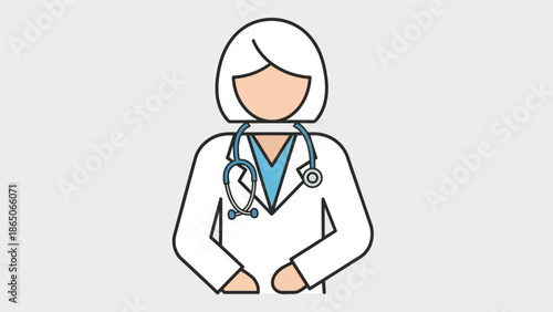 Professional medical doctor or nurse character wearing a white lab coat and stethoscope, representing healthcare and medicine.