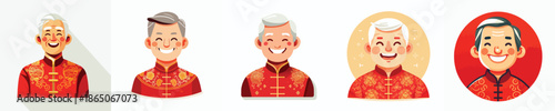 vector of a grandfather happy in Chinese New Year clothes