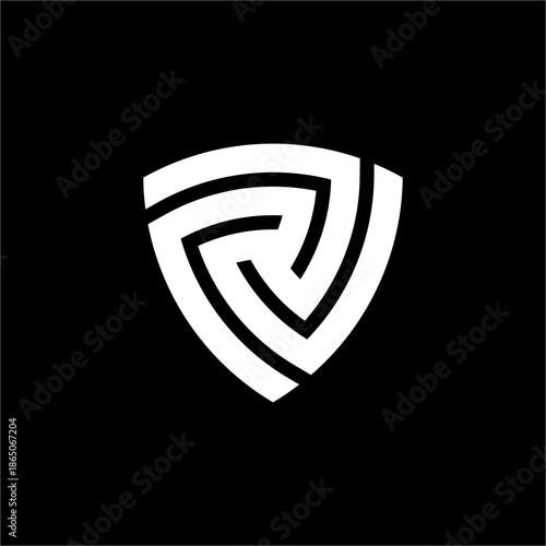Futuristic spiral shield logo. Symbolizes protection & dynamic security for cybersecurity, financial services, or defense tech brands.