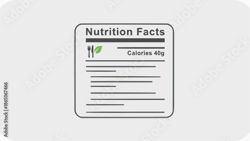 Simplified illustration of a nutrition facts label, providing essential dietary information for healthy food choices and understanding caloric content and nutrient values