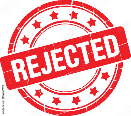 Rejected Stamp Badge With Red Circular Grunge Style Quality Control Mark