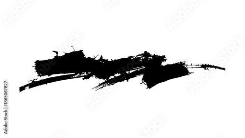 black ink brush stroke on white background