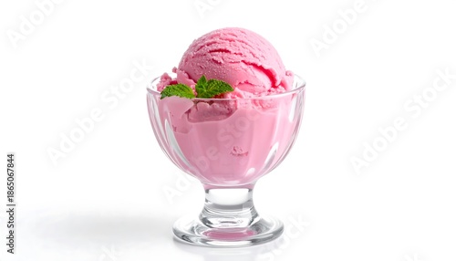 Wallpaper Mural Refreshing Pink Ice Cream Scoop with Mint Garnish in Glass Sundae Dish Torontodigital.ca