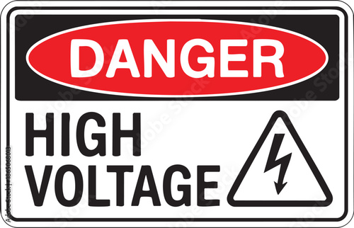 Danger High Voltage Warning Sign With Electric Shock Symbol Safety Notice