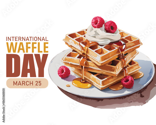 copy space, vector graphic of international waffle day good for international waffle day celebration. flat design. flyer design. Waffle day design for poster or banner. Waffle day publicity. honoring
