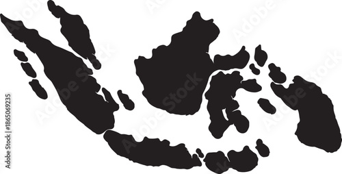 Indonesia archipelago map silhouette isolated on white background country asia