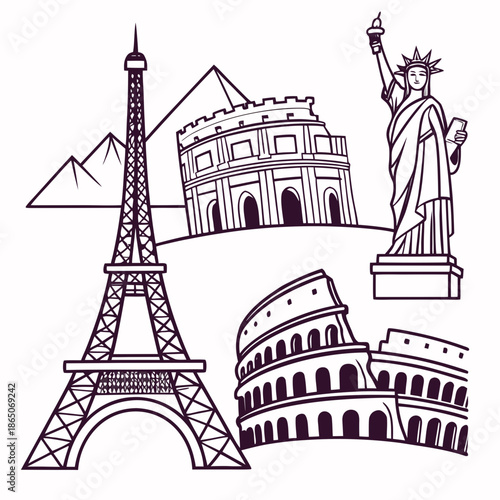 Iconic world landmarks