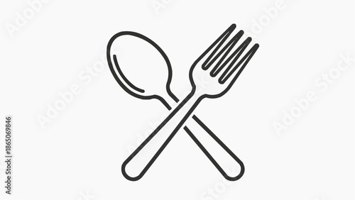 Crossed Spoon and Fork Icon Representing Dining and Mealtime Experiences