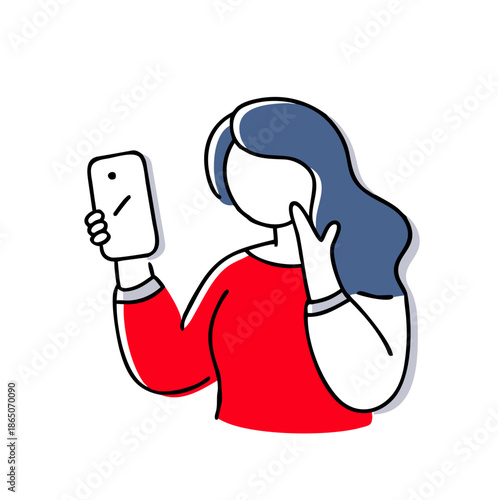 Woman taking using smart phone for social media