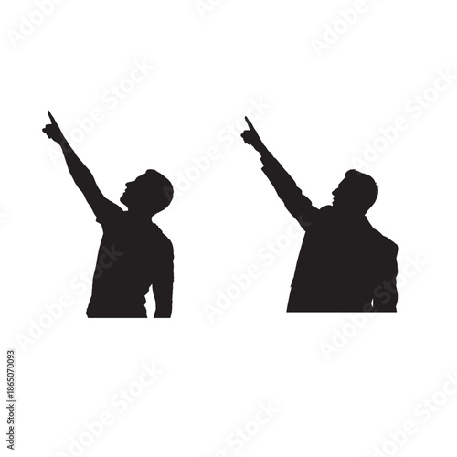 Man Pointing Upward – Gesture of Vision, Direction, and Inspiration