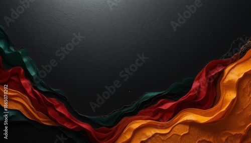 Abstract background with red, yellow and green against black background with copy space , to Celebrate Black History Month , juneteenth , kwanzaa