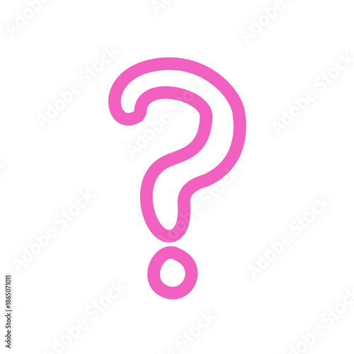 A simple, charming pink question mark icon, perfect for representing inquiry, curiosity, and unknown possibilities in a variety of contexts