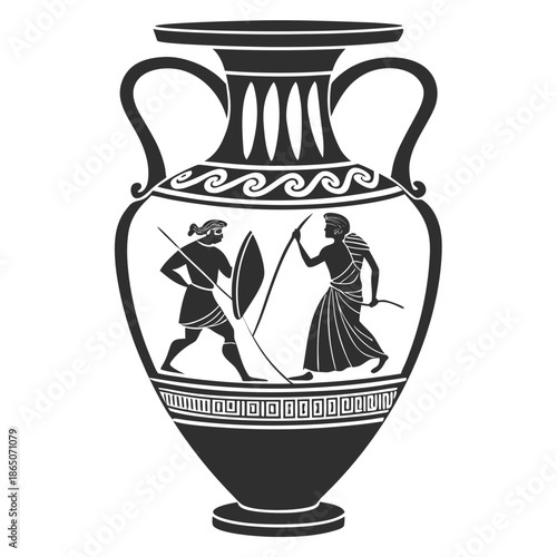 greek vase on black background