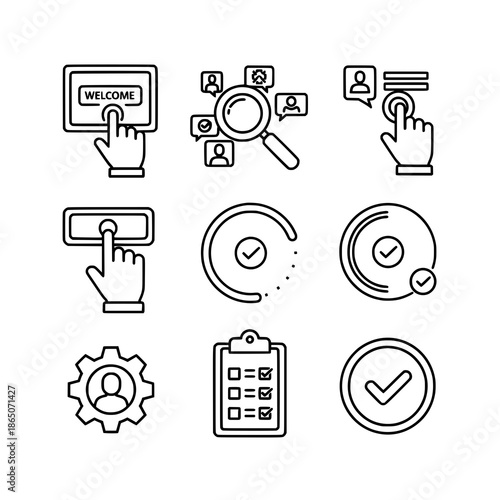 App onboarding outline icon set vector for mobile UX design