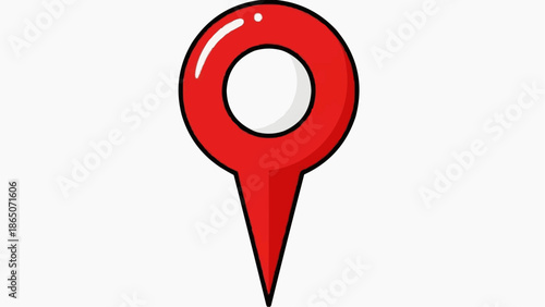 Location Pin Icon Illustration, Navigation Symbol, Digital Graphic, Minimalist Design, Vector Art, White Background, Flat View, Direction Concept