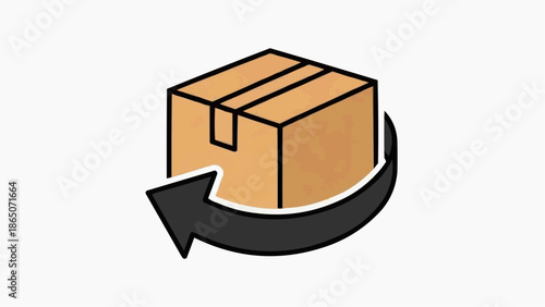 Wallpaper Mural Return Shipping Package with Arrow Icon, E-commerce Box Illustration, Isolated on White Background, Front View Design Concept Torontodigital.ca