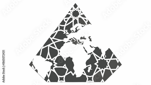 Stunning mosaic map of the world in dark gray tones