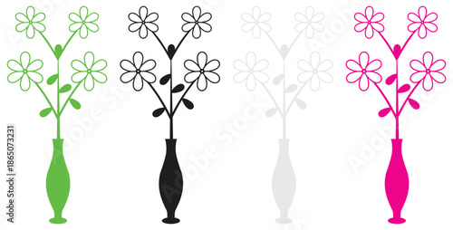 Floral Vase Silhouette Vector Collection.