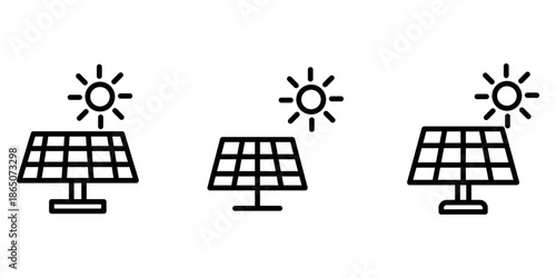 solar-panel outline or line icon design bundle.