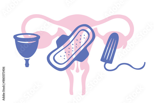 Menstrual hygiene icons flat line vector illustration