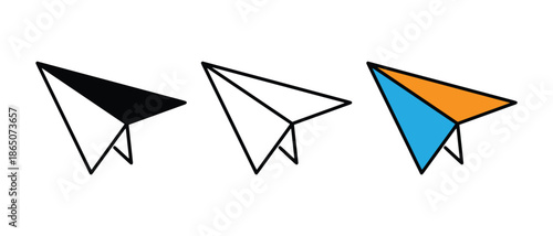 Paper Plane Send Icon Set – Solid, Outline and Color Message Symbols