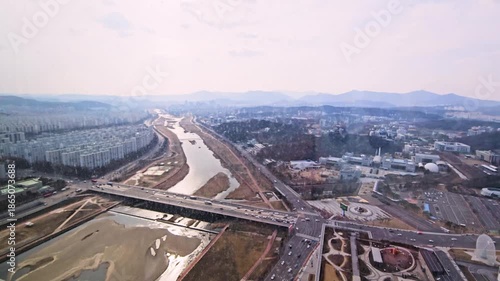 Daejeon, South Korea - 1 Feb, 2024 : Aerial view of near Hanbit Tower