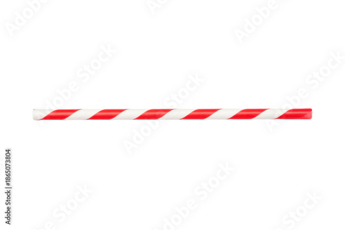 Red and white striped drinking straw on a bright surface casting a shadow with artistic visual