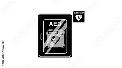 Automated External Defibrillator Device Illustration on a White Background