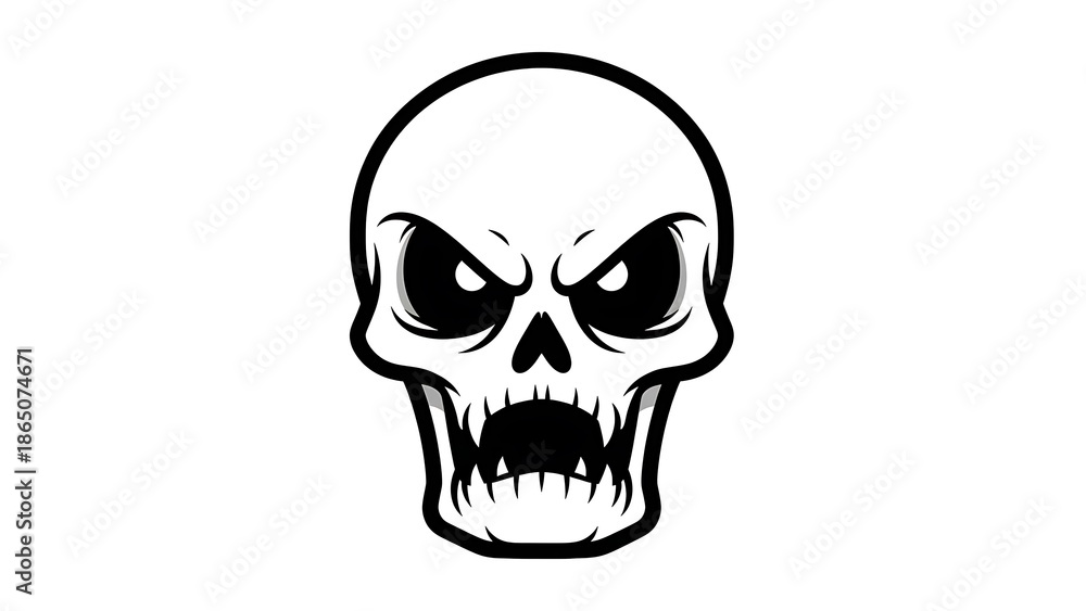 Fototapeta premium Menacing Black and White Skull Illustration.