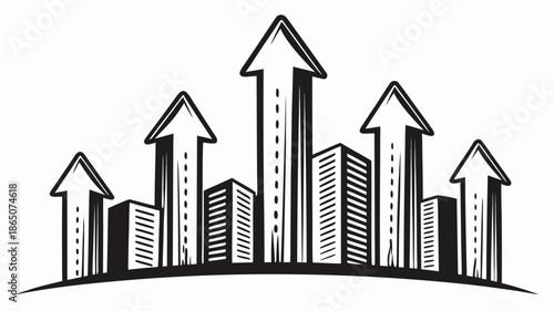 Business growth concept with arrows rising upwards