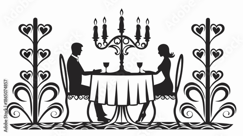 Romantic dinner for two in elegant setting with candelabra