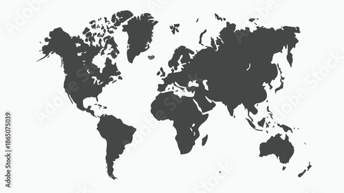 Dark gray world map on white background for global business and travel