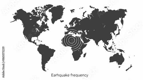 Global earthquake frequency map highlighting seismic activity