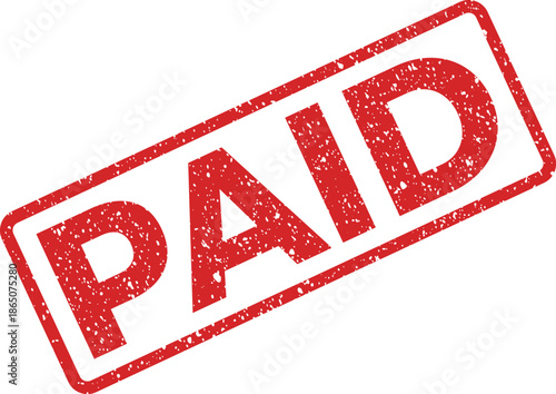 Red grunge stamp indicating a transaction has been successfully completed