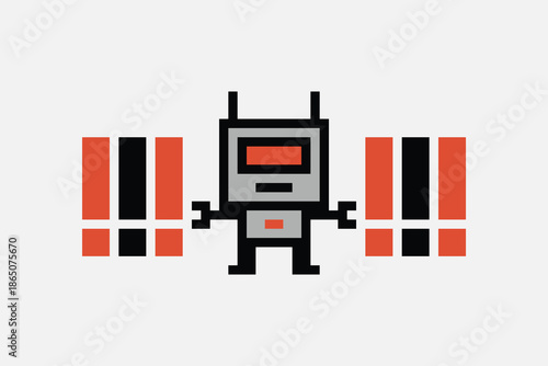 Cartoon robot or robotic cute toy humanoid bot with business,engineer,automation,cyborg,background.